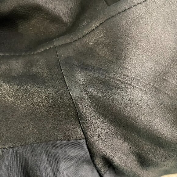 Vince Moto Vest Jacket Leather Black Solid Zip Women's XS Flawed - Picture 8 of 10